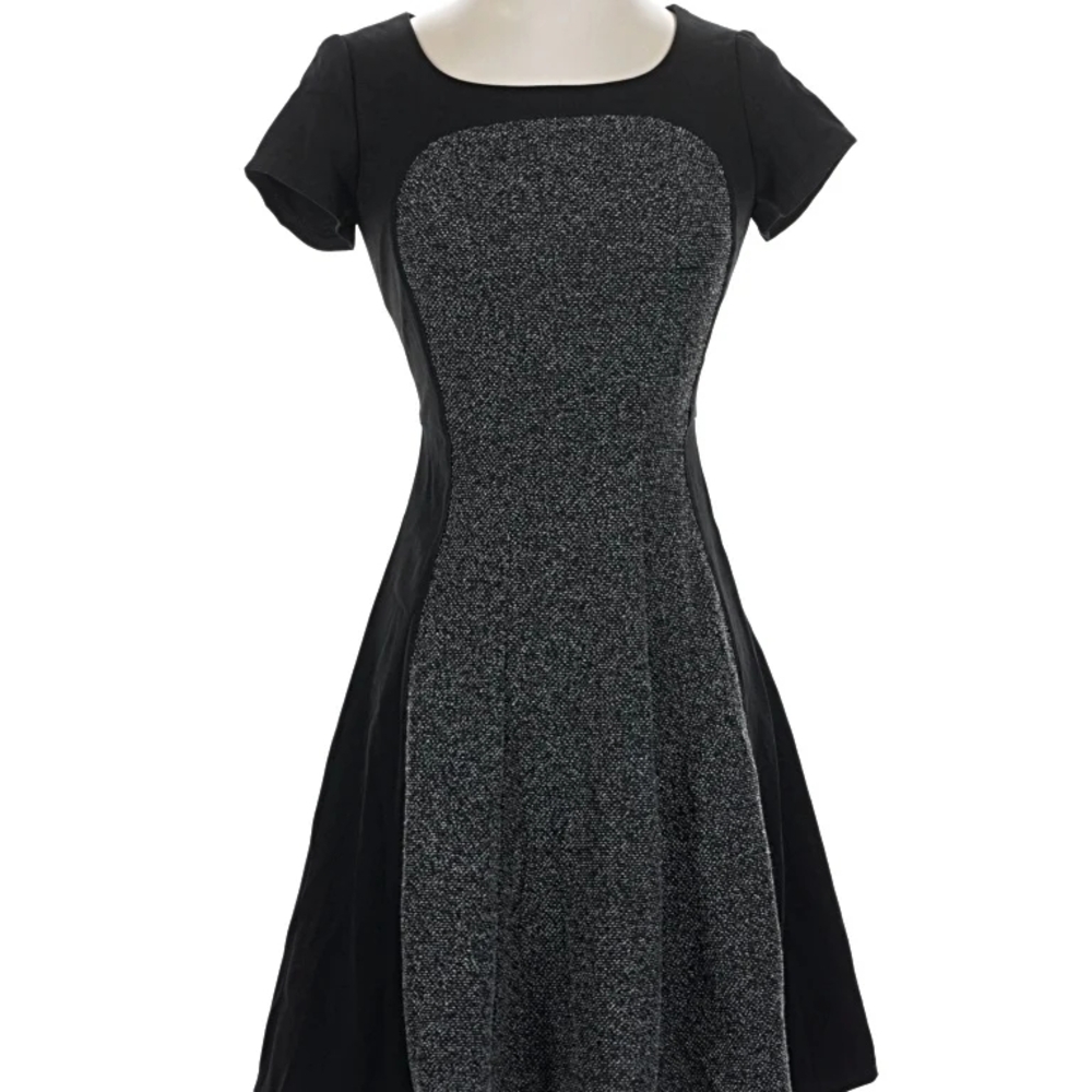 White House Black Market Black Dress with Gray Tweed Front